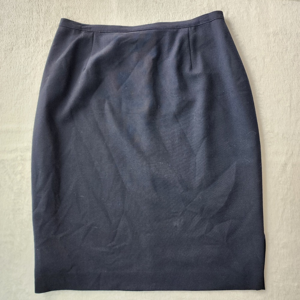 VTG Marks & Spencer‎ Pencil Skirt Womens 10 Navy Wool Blend Formal Work Office